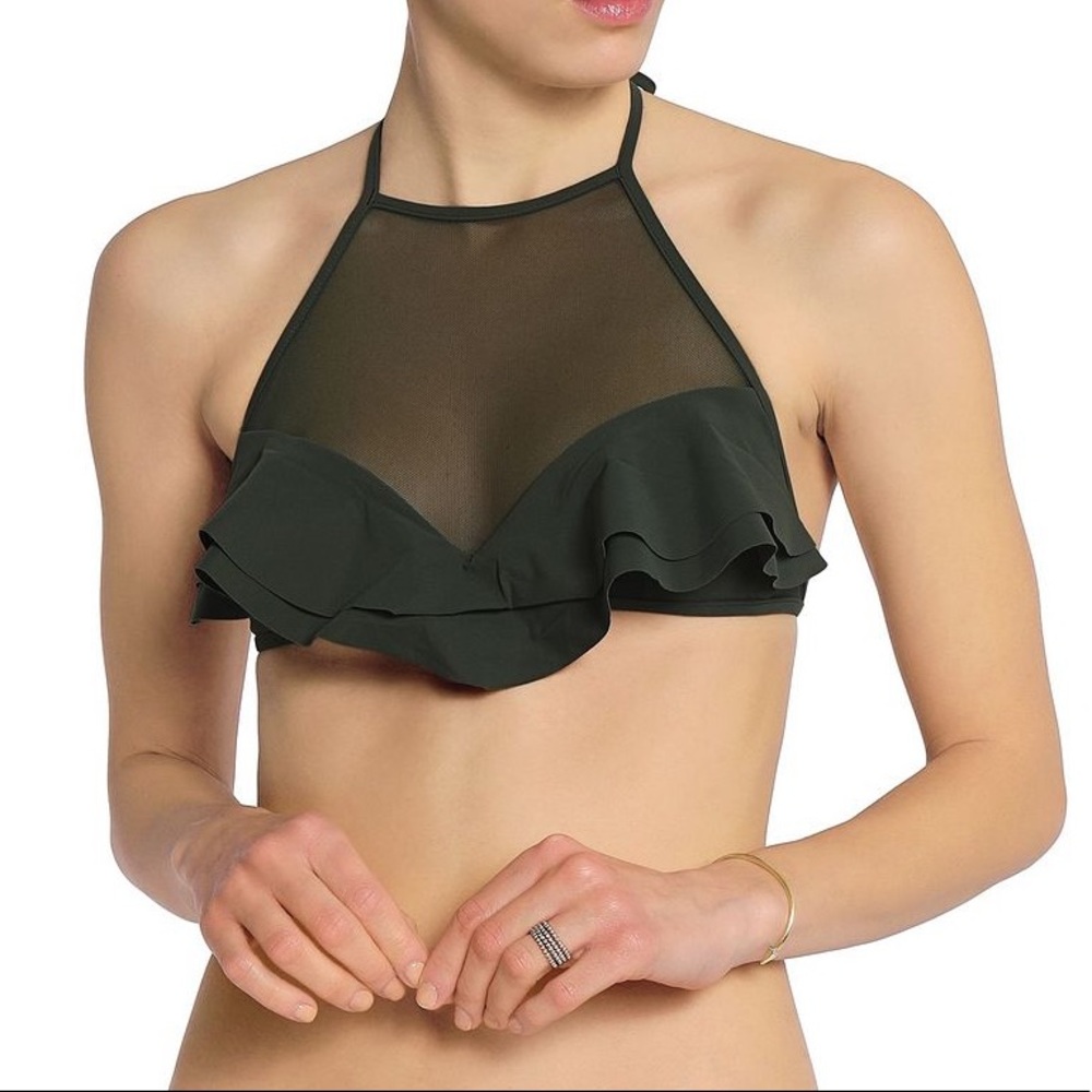 LIKE NEW! Zimmermann Ruffle Bikini Army Green